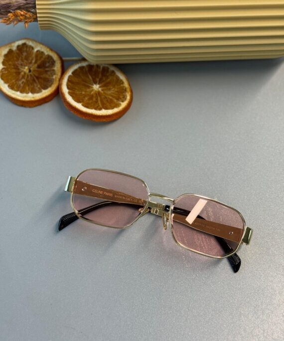 Celine Triomphe Metal Square Güneş Gözlüğü -Altın pembe