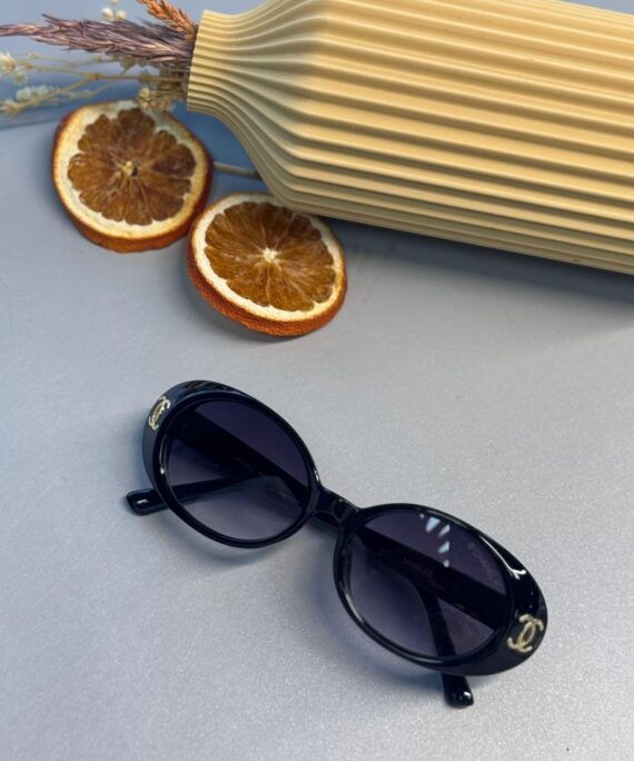 Chanel 5808 Oval Logo Güneş Gözlüğü-  Mor degrade cam