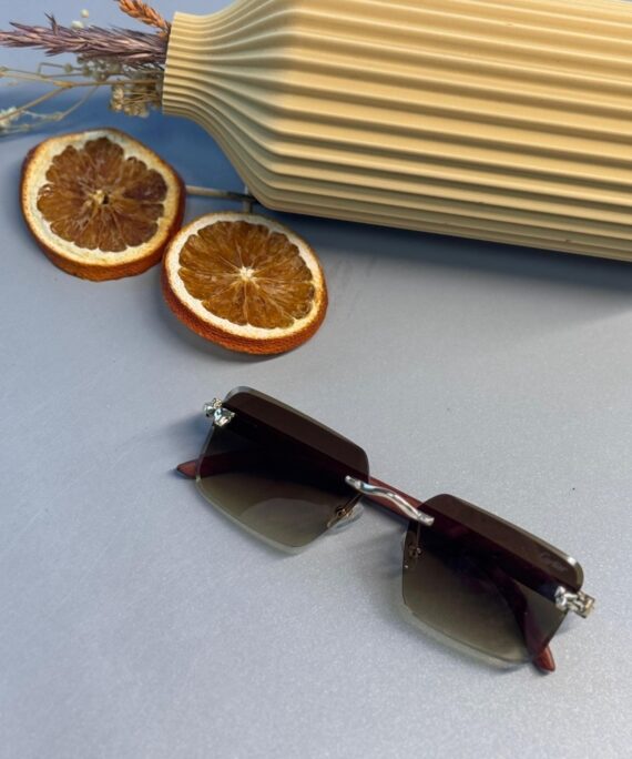 Cartier Santos Rimless Güneş Gözlüğü-Kahve degrade