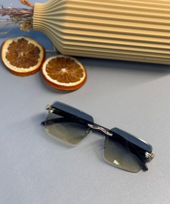 Cartier Santos Rimless Güneş Gözlüğü- Metalik Gri