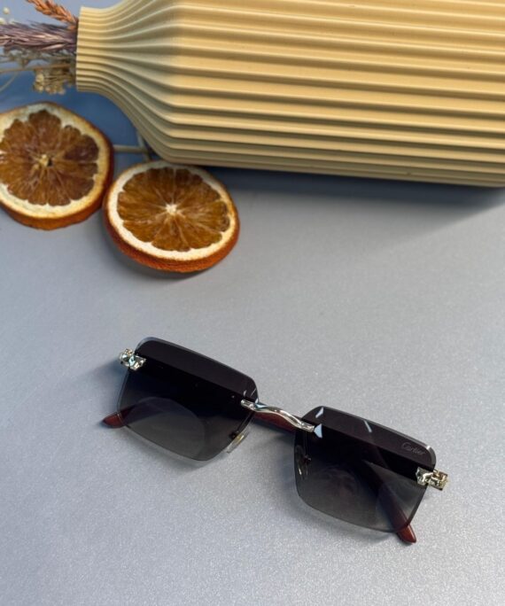 Cartier Santos Rimless Güneş Gözlüğü- Siyah degrade