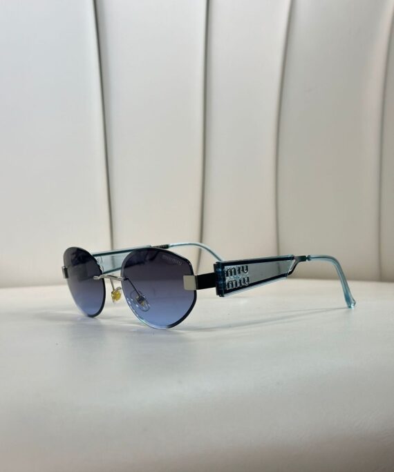 Mıu Mıu Kesik Cam Detaylı Güneş Gözlüğü - Mavi