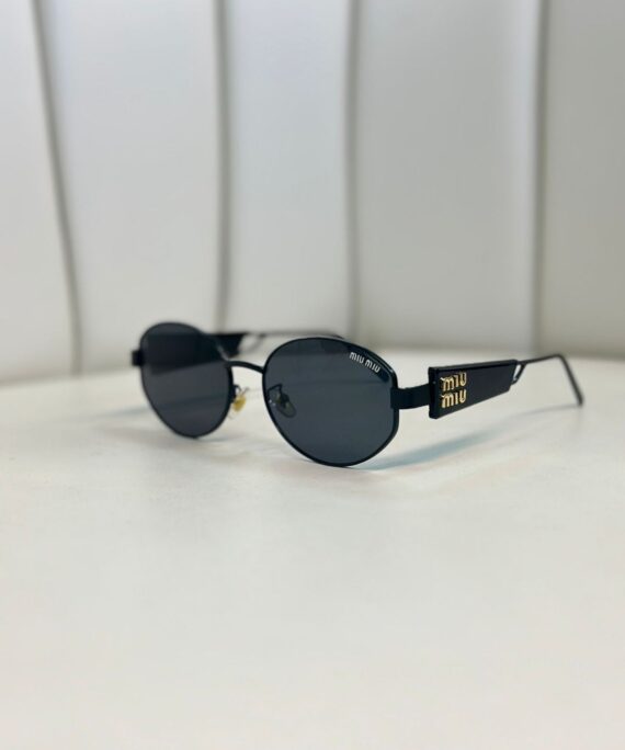 Mıu Mıu Oval Şefaf Detay Güneş Gözlüğü - Mat Siyah