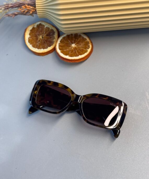 Celine Triomphe XL 01 CL - Dikdörtgen Güneş Gözlüğü - Leopar Kahve