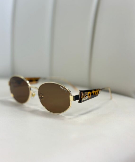 Mıu Mıu Oval Şefaf Detay Güneş Gözlüğü- Kahve