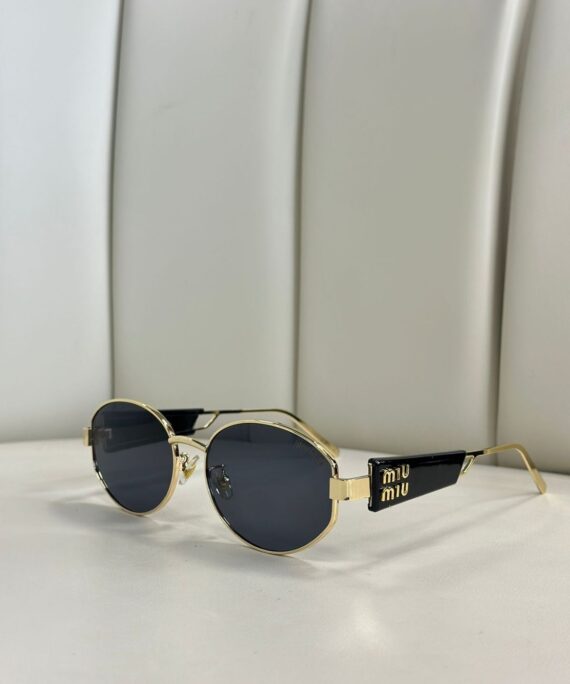 Mıu Mıu Oval Şefaf Detay Güneş Gözlüğü- Siyah