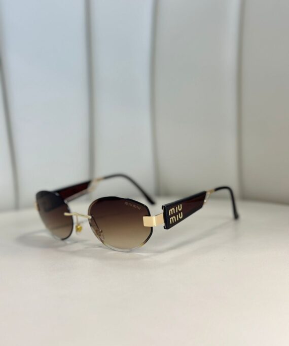Mıu Mıu Kesik Cam Detaylı Güneş Gözlüğü- Kahve