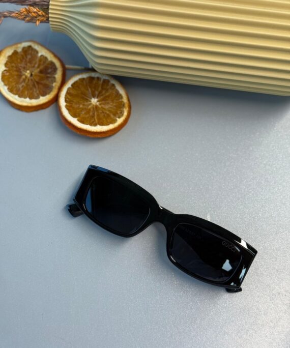 Gucci Unisex Dikdörtgen Asetat Güneş Gözlüğü- Siyah