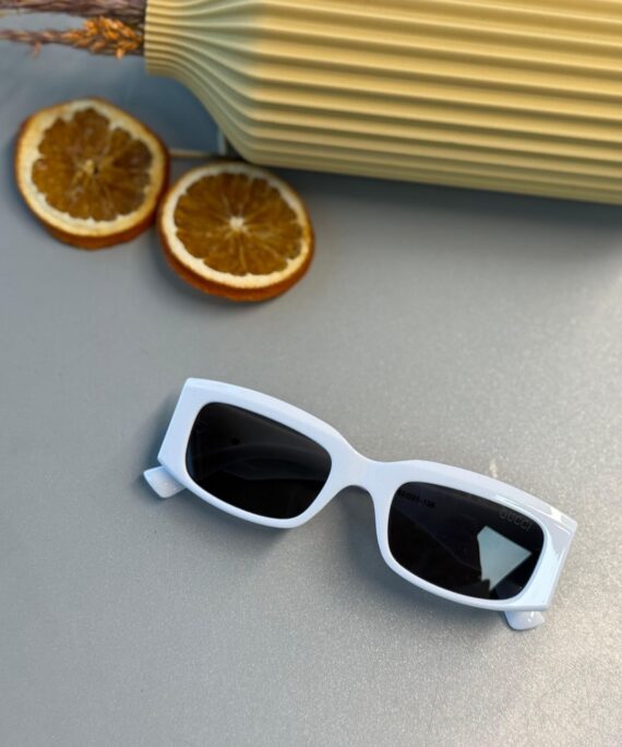 Gucci Unisex Dikdörtgen Asetat Güneş Gözlüğü- Beyaz