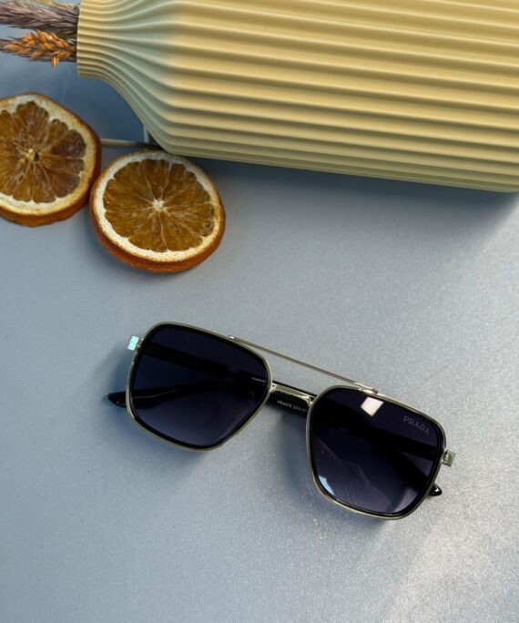 Prada PR 16VS Dikdörtgen Güneş Gözlüğü- Siyah Gold
