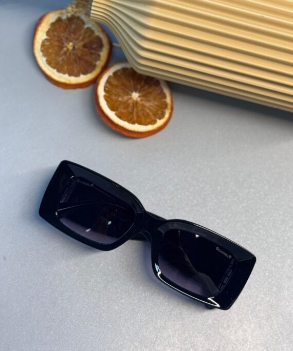 Chanel Dikdörtgen Güneş Gözlüğü - Siyah Gümüş