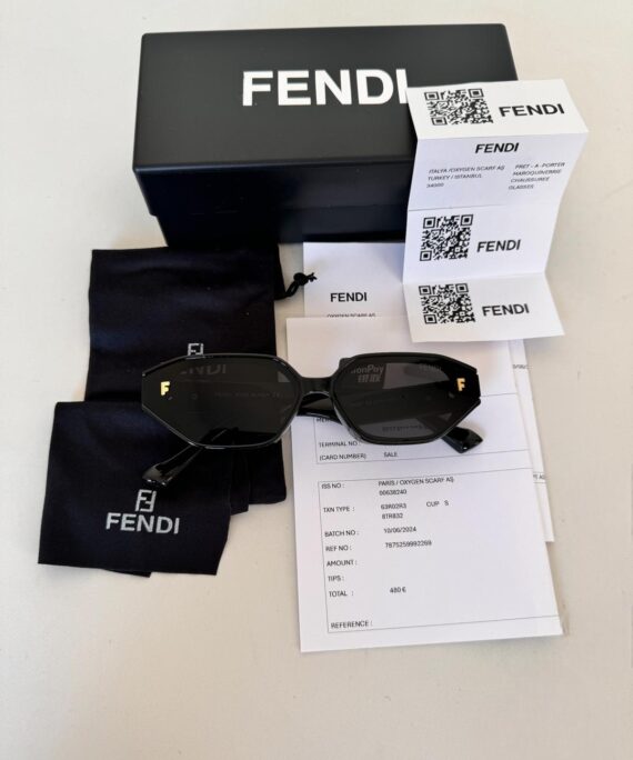 FENDI Hexagon Shape Siyah Kadın Güneş Gözlüğü