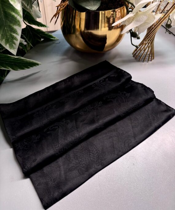 Etnik İthal Pamuk Jakar İpek Şal - SİYAH