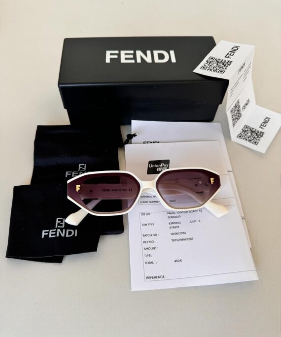 FENDI Hexagon Shape Beyaz Kadın Güneş Gözlüğü