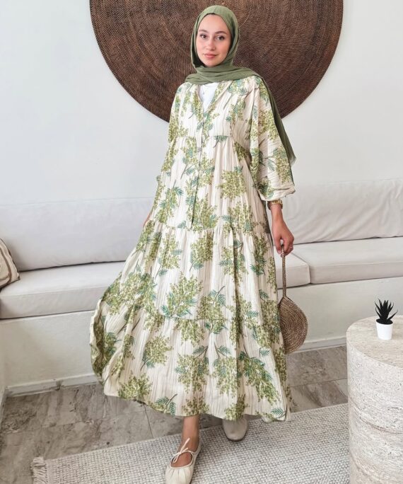 Mimoza Desenli Elbise L100138 - Çağla