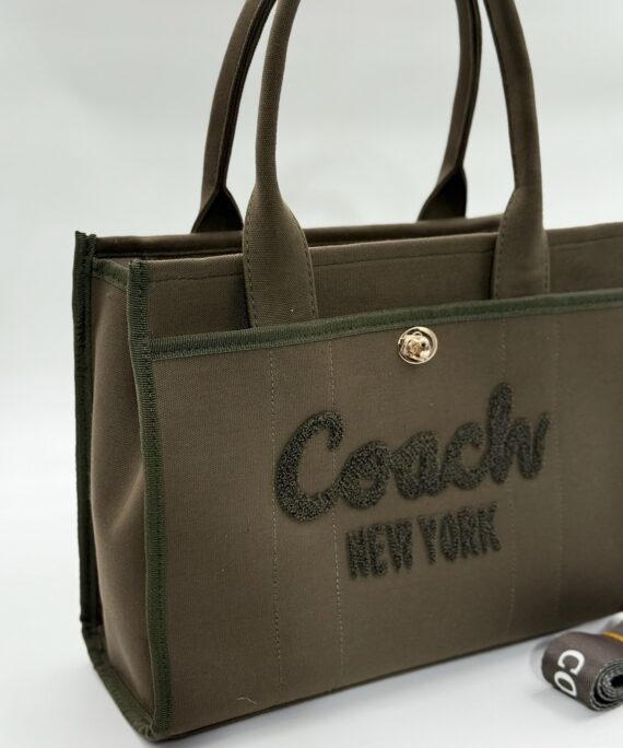 Coach canvas büyük boy yeşil