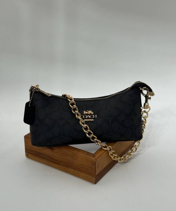 Coach monogram zincirli baget siyah çanta