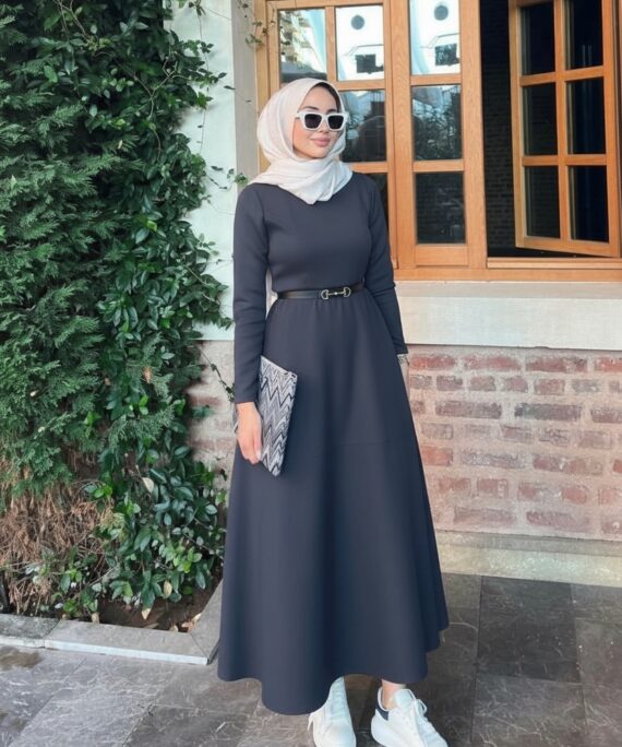 Puff Scuba Elbise ELB104434 - Antrasit