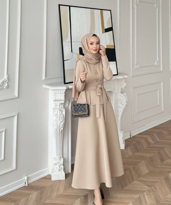 Esla Scuba Etekli Takım(ŞAL HEDİYE) TK100432 - Bej