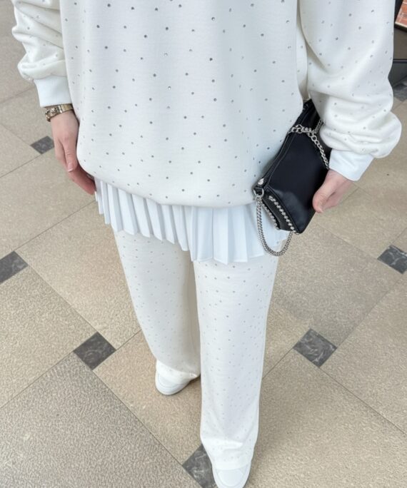 Taşlı Oysho İkili Takım TK100291 - Beyaz