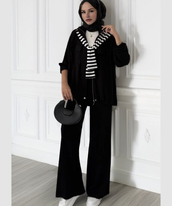 Premium Oysho  Bomber İkili Takım BÜYÜK BEDEN TK100248  -  Siyah