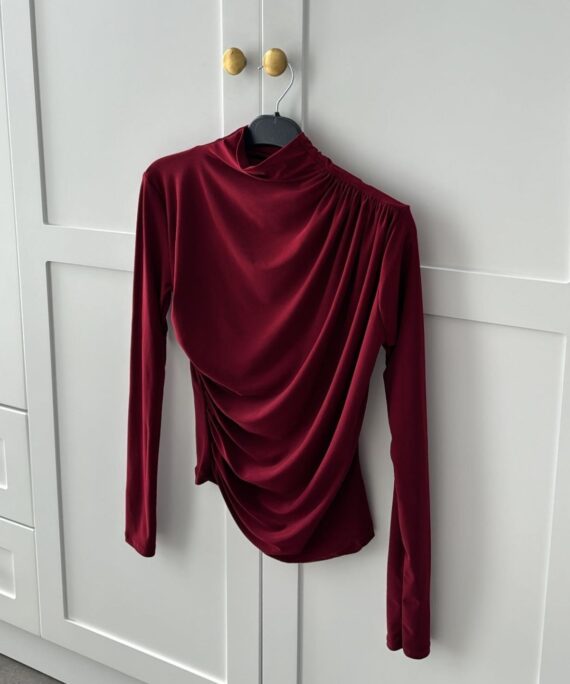 Drapeli Tasarım Bluz  BLZ100297 - Bordo