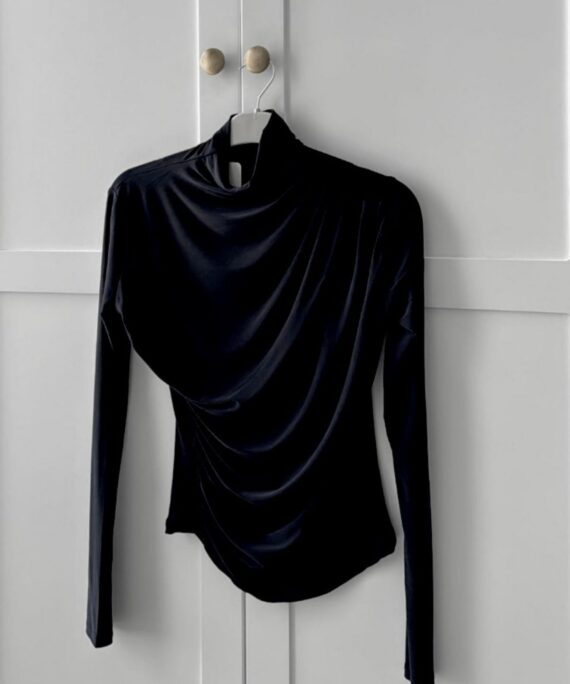 Drapeli Tasarım Bluz  BLZ100297 - Siyah