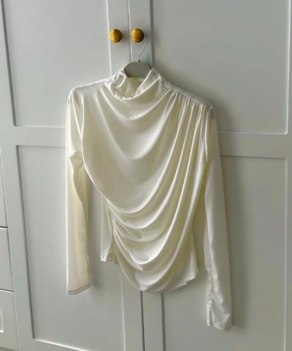 Drapeli Tasarım Bluz  BLZ100297 - Bej