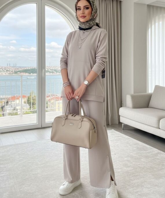 Premium Oysho Çıtçıtlı  İkili Takım TK100242  - Taş