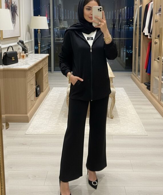 Premium Cep Fermuarlı Oysho İkili Takım TK100300  - Siyah