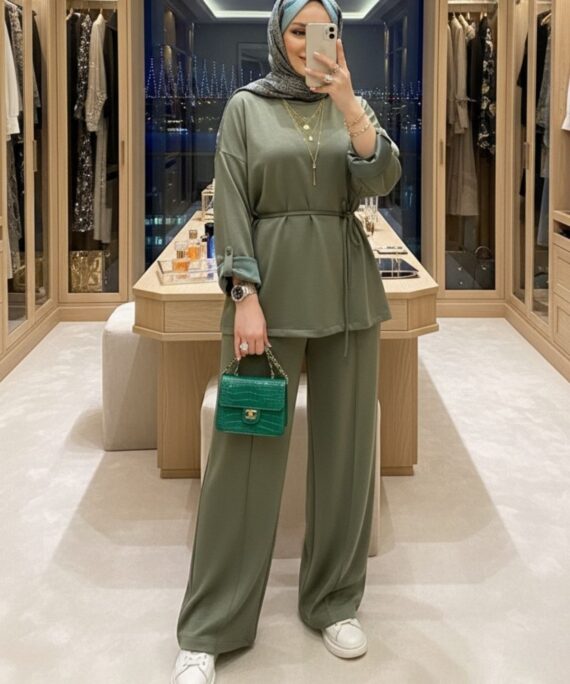 Oysho Premium Bağlamalı İkili Takım TK100240 - Haki