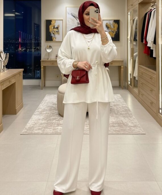 Oysho Premium Bağlamalı İkili Takım TK100240 - Beyaz