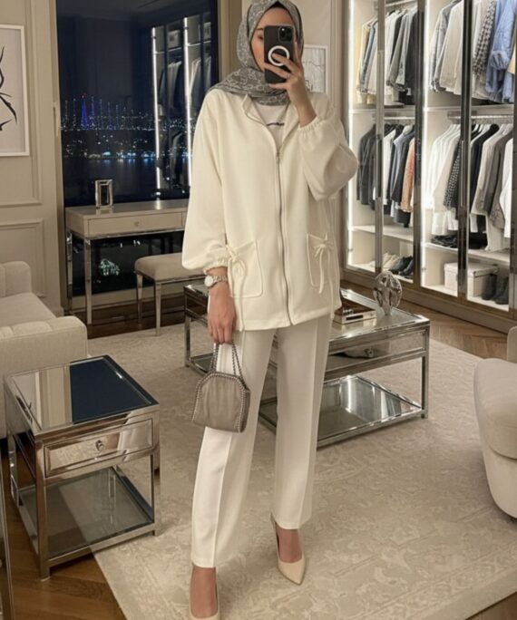 Premium Oysho Liona  İkili Takım TK100256 - Beyaz İnci