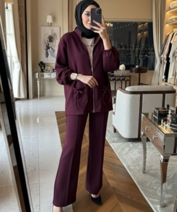 Premium Oysho Liona  İkili Takım TK100256 - Bordo