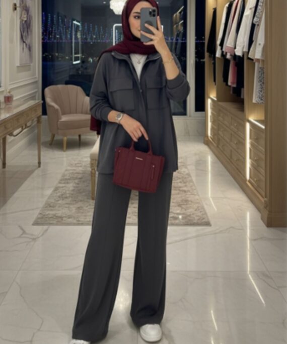 Premium Oysho  Bomber İkili Takım TK100248  -  Füme