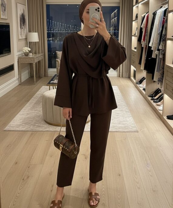 Pelerin İkili Takım TK100350  - Kahve