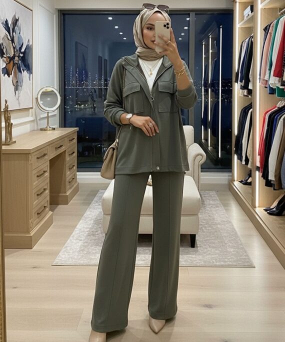 Premium Oysho  Bomber İkili Takım TK100248  - Haki