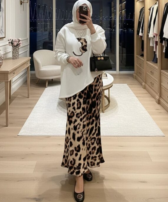 Leopar Etekli İkili Takım TK100290 - Krem