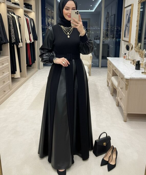 Soi Tasarım Elbise (Kemer & Şal Hediye)  ELB100403  – Siyah