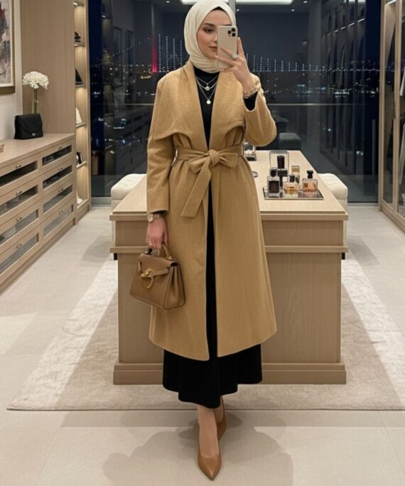 Kaşe Dökümlü Şal Yaka Cepli Kaban CKT100410- Taba