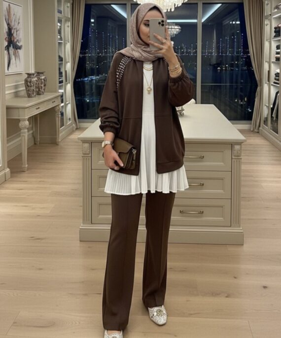 Kai Oysho Taşlı Bomber İkili Takım TK100247  - Kahve