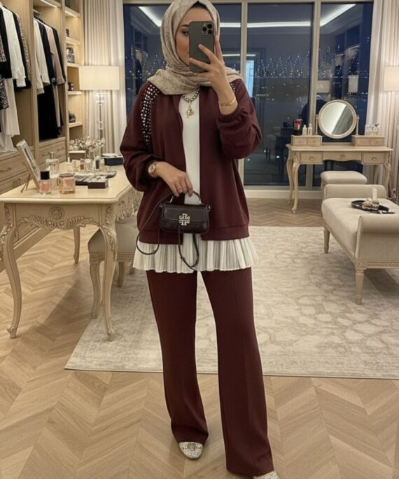 Kai Oysho Taşlı Bomber İkili Takım TK100247  - Bordo