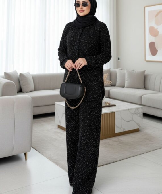 Lola Taşlı İkili Takım (Şal Hediye)TK100413  - Siyah