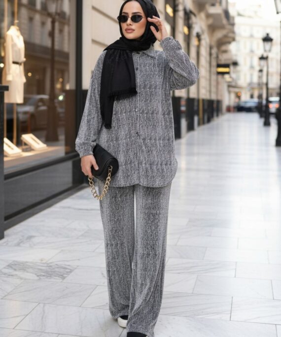 Lola Taşlı İkili Takım (Şal Hediye)TK100413  - Gri