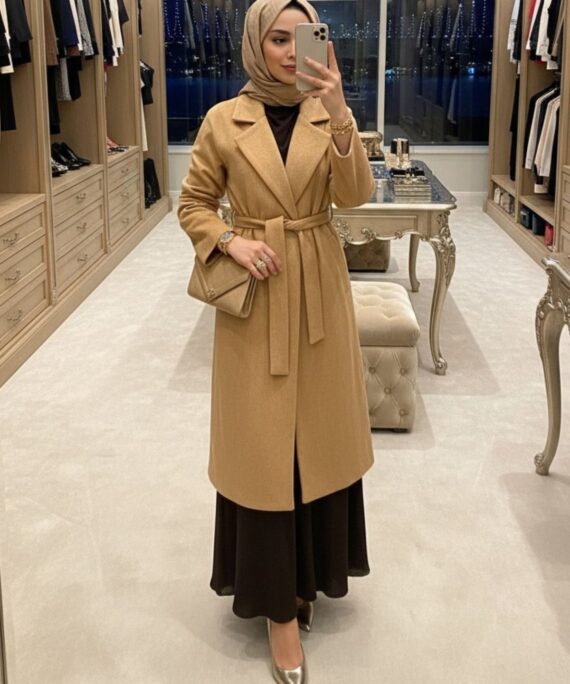 Kaşe Cepli Kaban CKT100432- Vizon