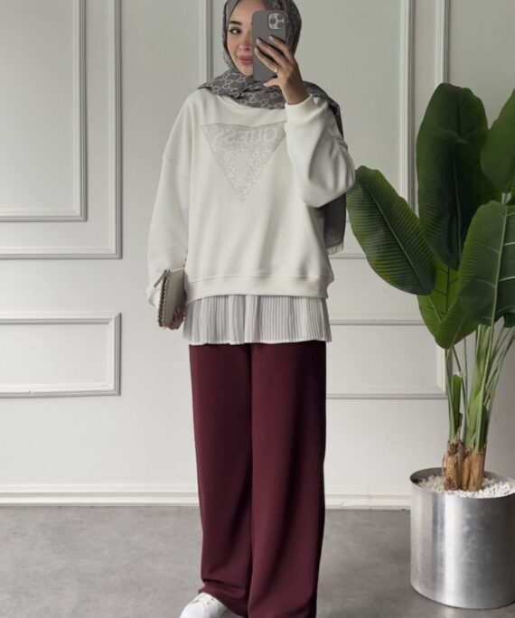 Ges Zoi Taş Detay Sweat SWT100439 - Beyaz