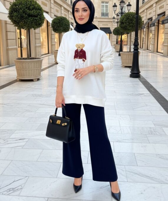 Moniy Ayıcık Detay Sweat SWT100448  - Beyaz