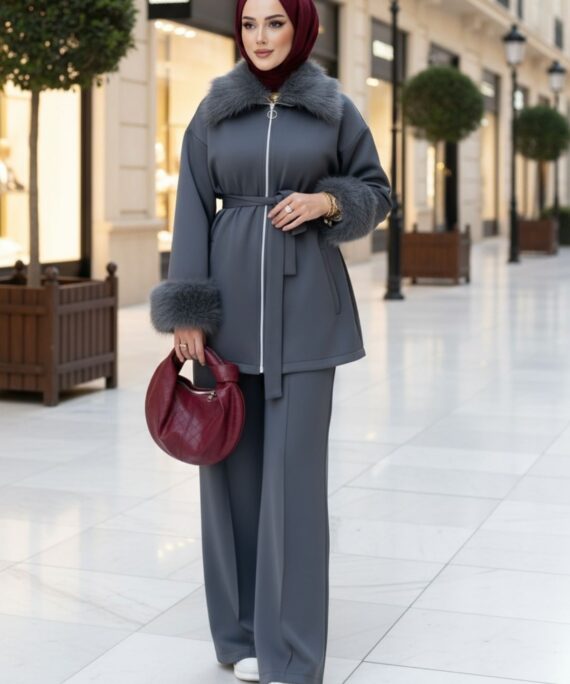 Kürklü Roliy Scuba İkili Takım TKM100451 – Antrasit