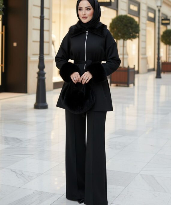 Kürklü Roliy Scuba İkili Takım TKM100451 – Siyah