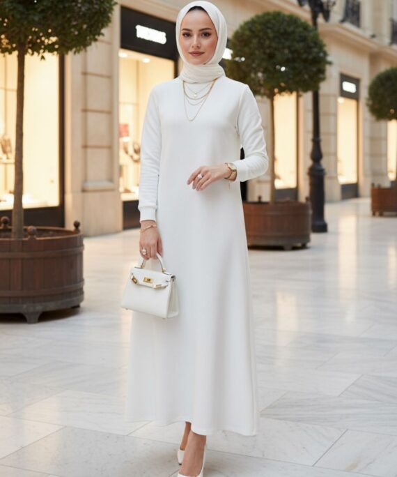 Samyella Trend Scuba Elbise ELB100453  – Beyaz